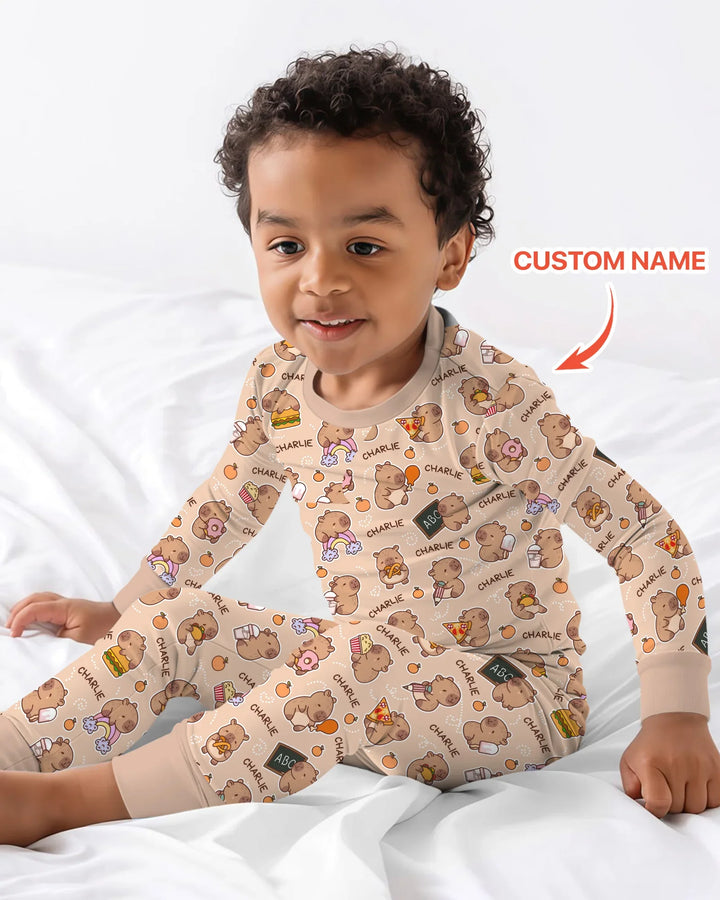 Zweiteiliges Langarm-Pyjama-Set mit Sommerfrüchten