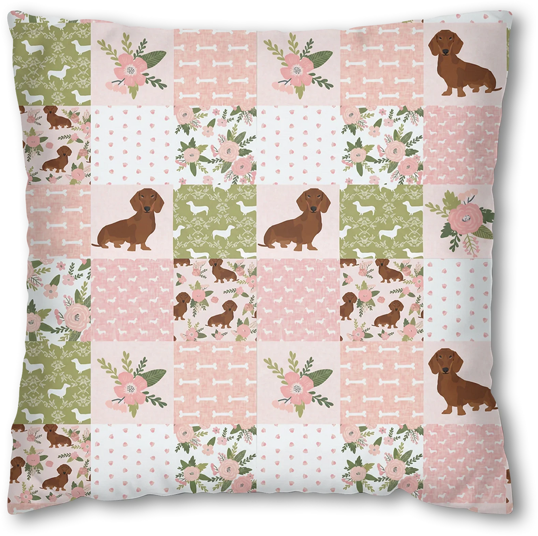 Floral Dachshund Grace Bamboo Pillow Case