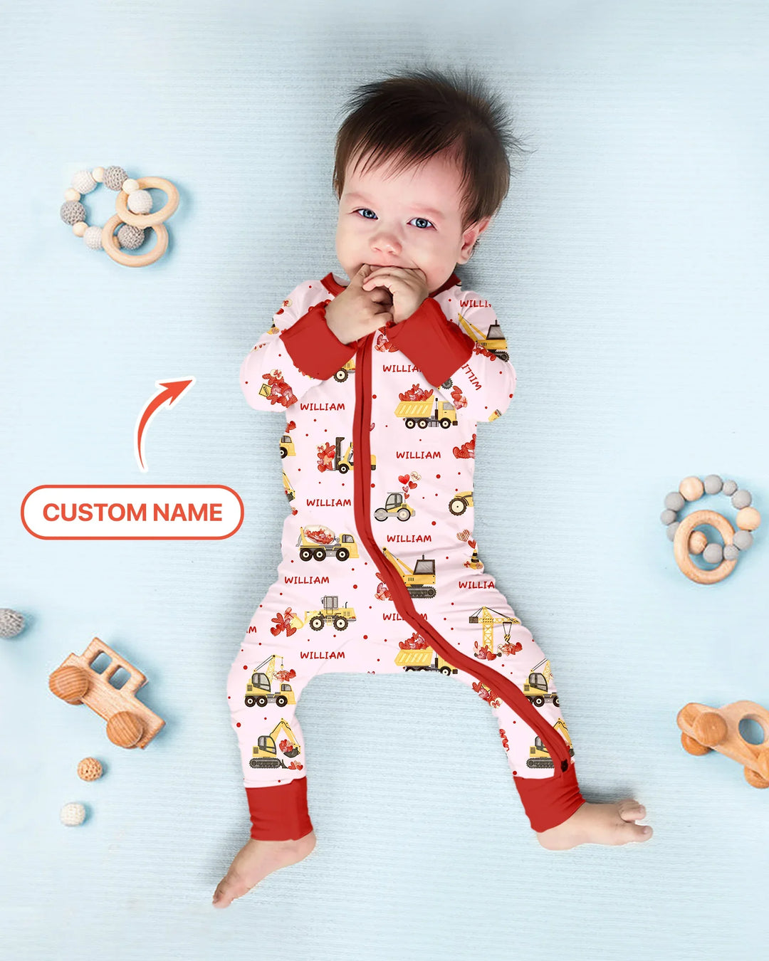 Custom Name Valentine Trucks Family Matching Bamboo Convertible Zippy