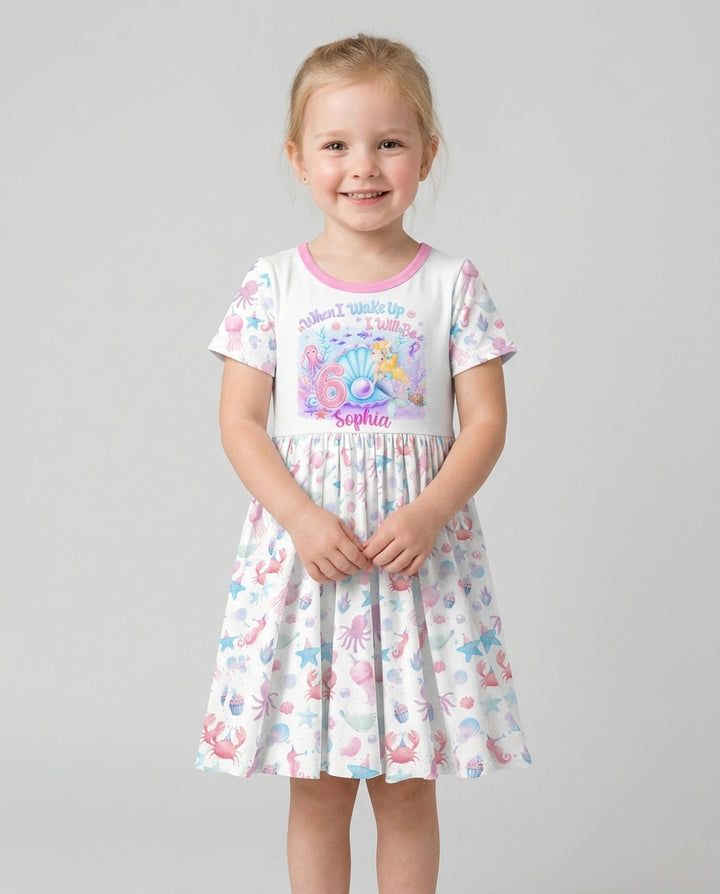 Personalized When I Wake Up I Will Be Mermaid Birthday Bamboo Twirl Dress