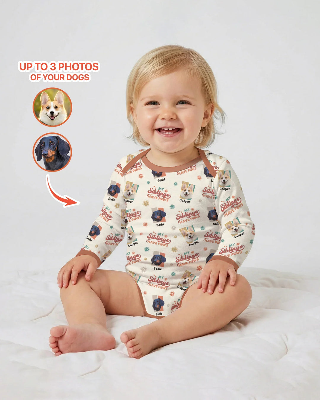 Gerippte Babykleidung mit individuellem Foto - Weich &amp; Skizzenhaft