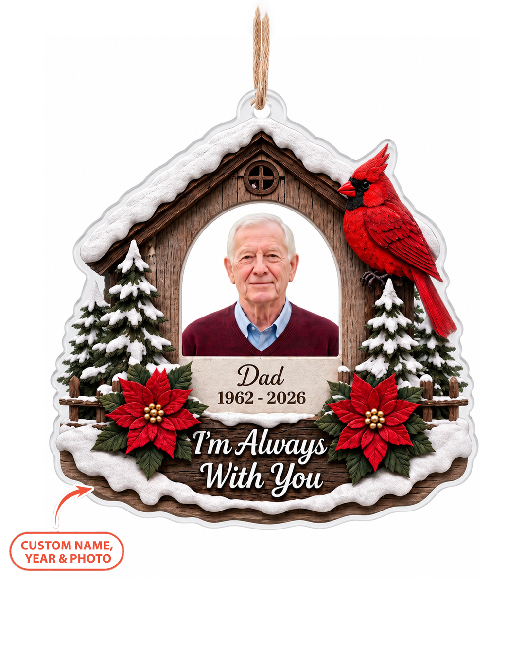 Custom Photo Cardinal Remembrance Acrylic Ornament