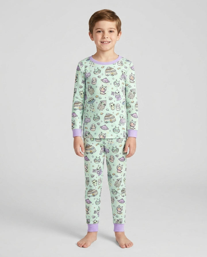 Zweiteiliges Langarm-Pyjama-Set mit Sommerfrüchten