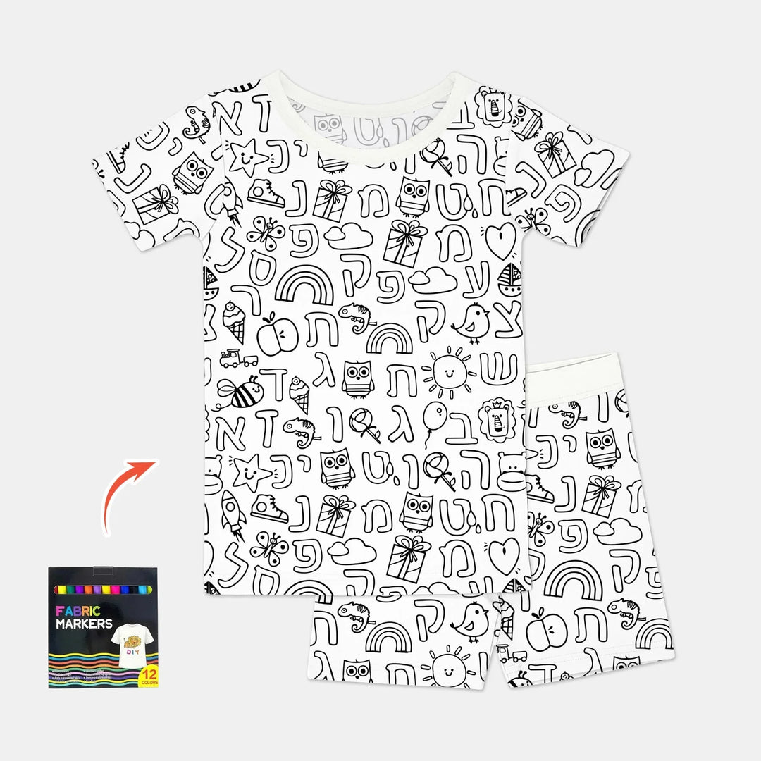 Template Zweiteiliges Pyjama-Set mit kurzen Ärmeln und Shorts