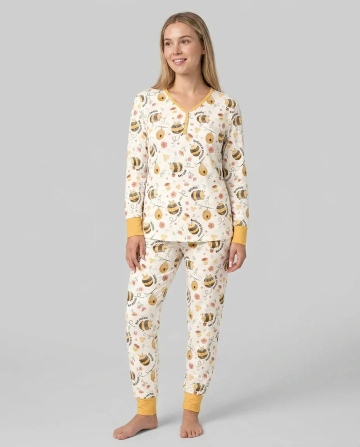 Bienenkind Personalisierter Name Damen-Pyjama-Set aus Bambus