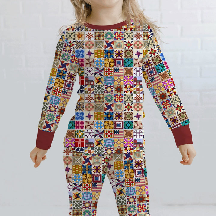 Zweiteiliges Langarm-Pyjama-Set mit Sommerfrüchten