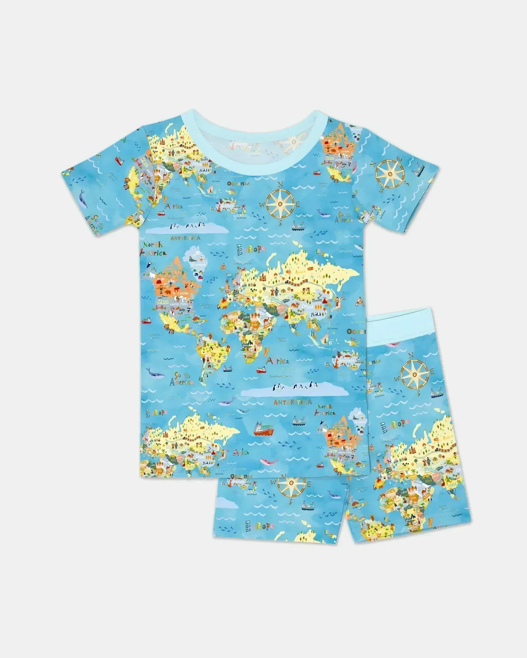 Template Zweiteiliges Pyjama-Set mit kurzen Ärmeln und Shorts
