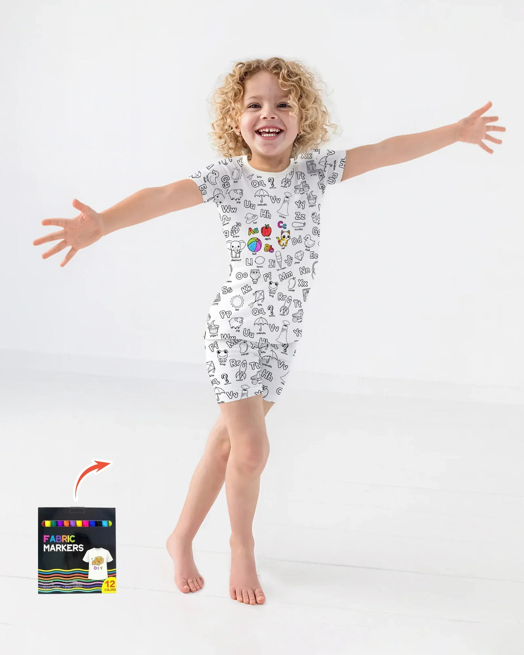 Template Zweiteiliges Pyjama-Set mit kurzen Ärmeln und Shorts
