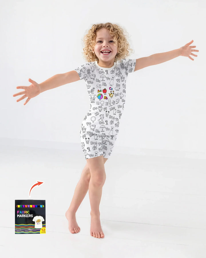 Template Zweiteiliges Pyjama-Set mit kurzen Ärmeln und Shorts