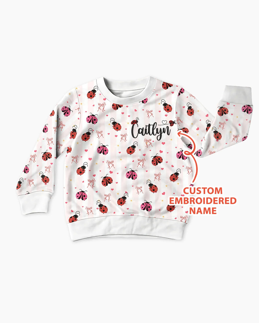 Custom Embroidered Name Ladybug Bamboo Crewneck Sweatshirt