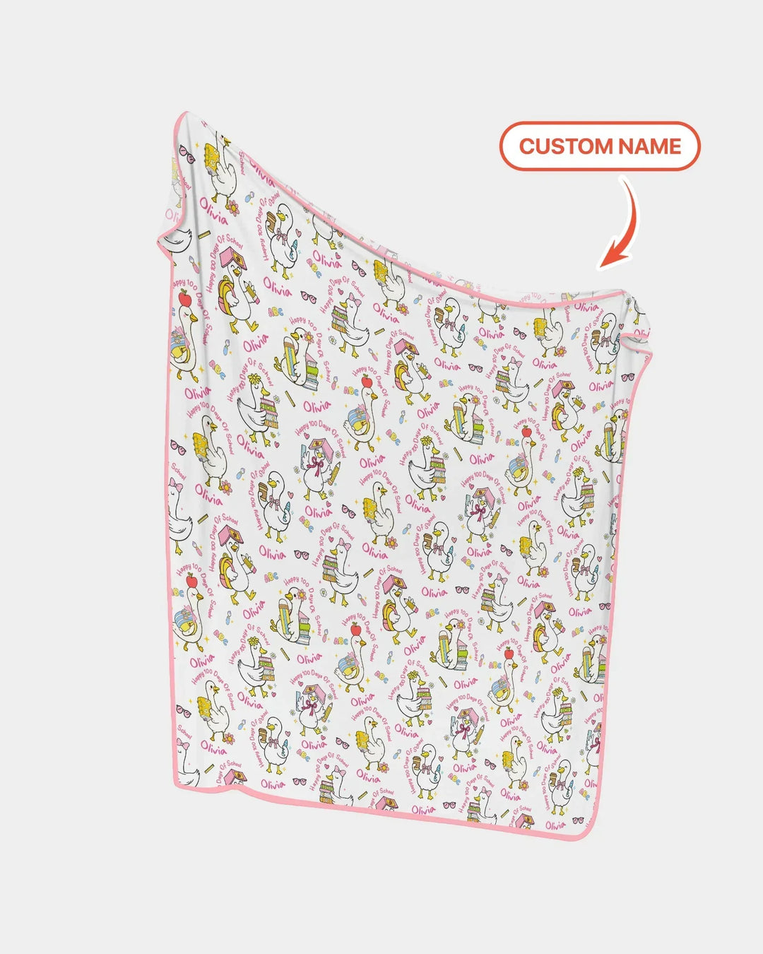 Custom Name Goose Happy 100 Days Of School Bamboo Blanket