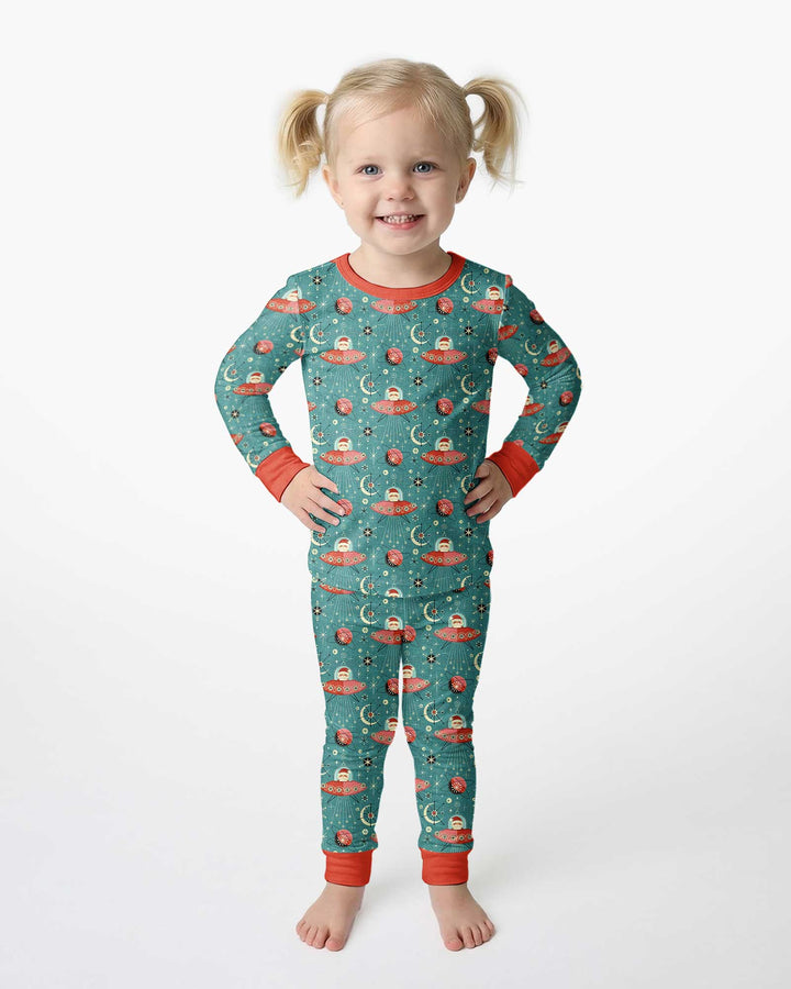 Atomic Santas in Space Bamboo Two Piece Long Sleeve Pajama Set