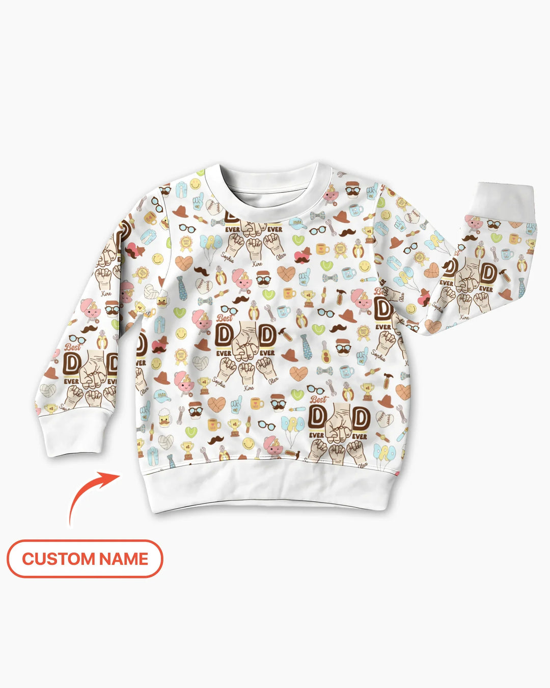 Personalisiertes Kindername Bester Papa Aller Zeiten Bambus Rundhals-Sweatshirt