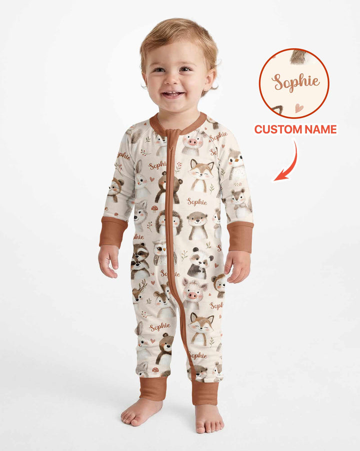 Custom Name Watercolor Woodland Bamboo Convertible Zippy