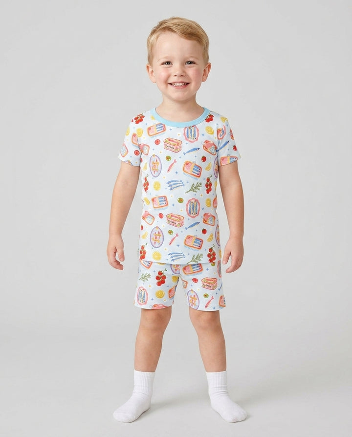 Schlafanzug-Set zweiteilig, kurze Ärmel, kurze Hose, Bambus