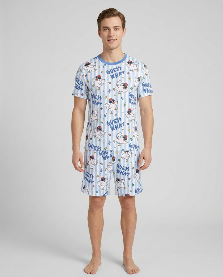 Guess What? Chicken Butt! Bamboo Men Short Sleeve Short Pajama Set