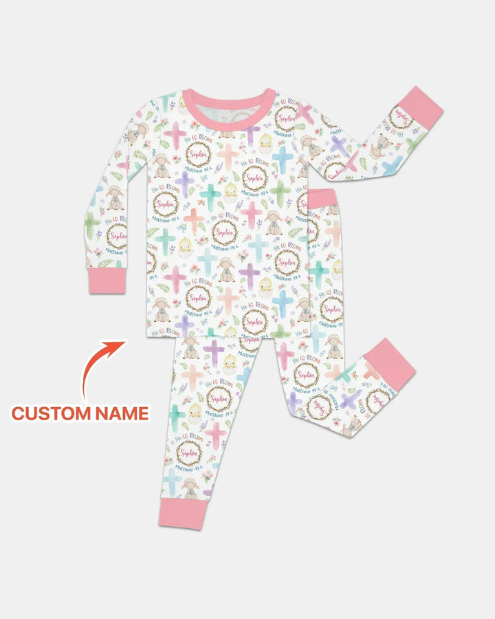 Zweiteiliges Langarm-Pyjama-Set mit Sommerfrüchten