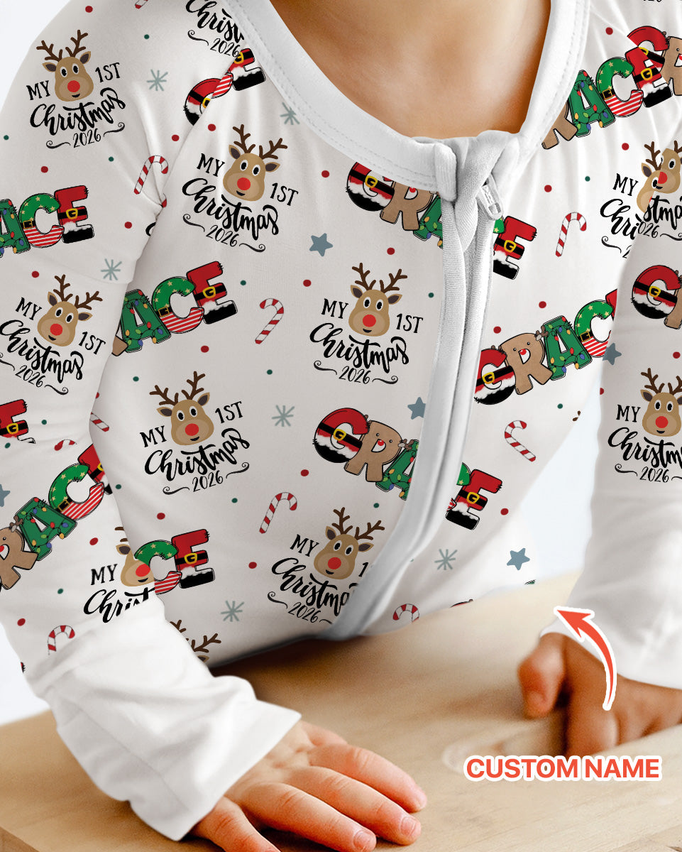 Custom Name My First Christmas 2026 Bamboo Convertible Zippy (G)