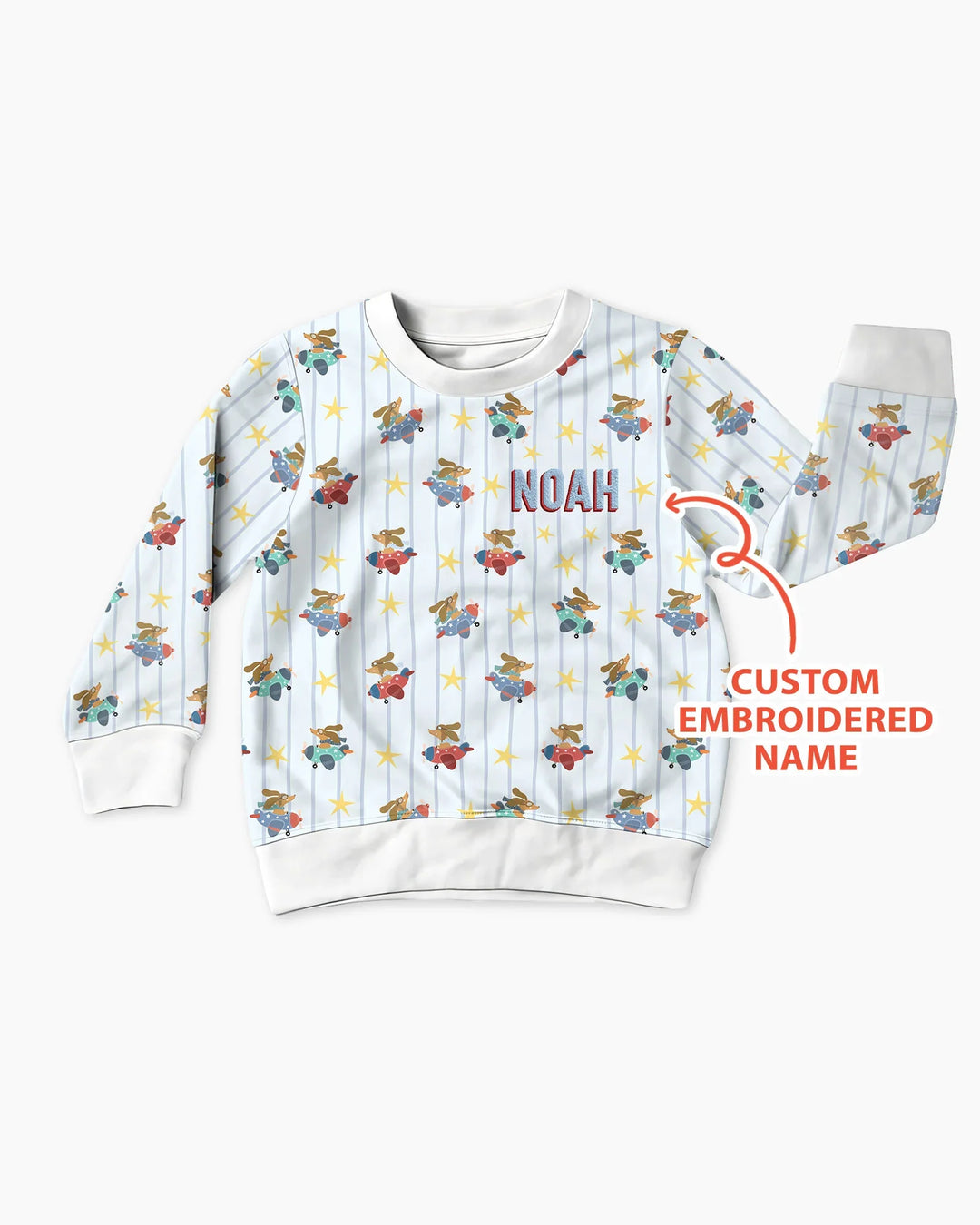 Custom Name Embroidered Dachshund Pilot Bamboo Crewneck Sweatshirt