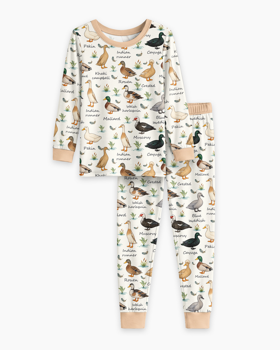 Farm Duck Species Bamboo Two Piece Long Sleeve Pajama Set