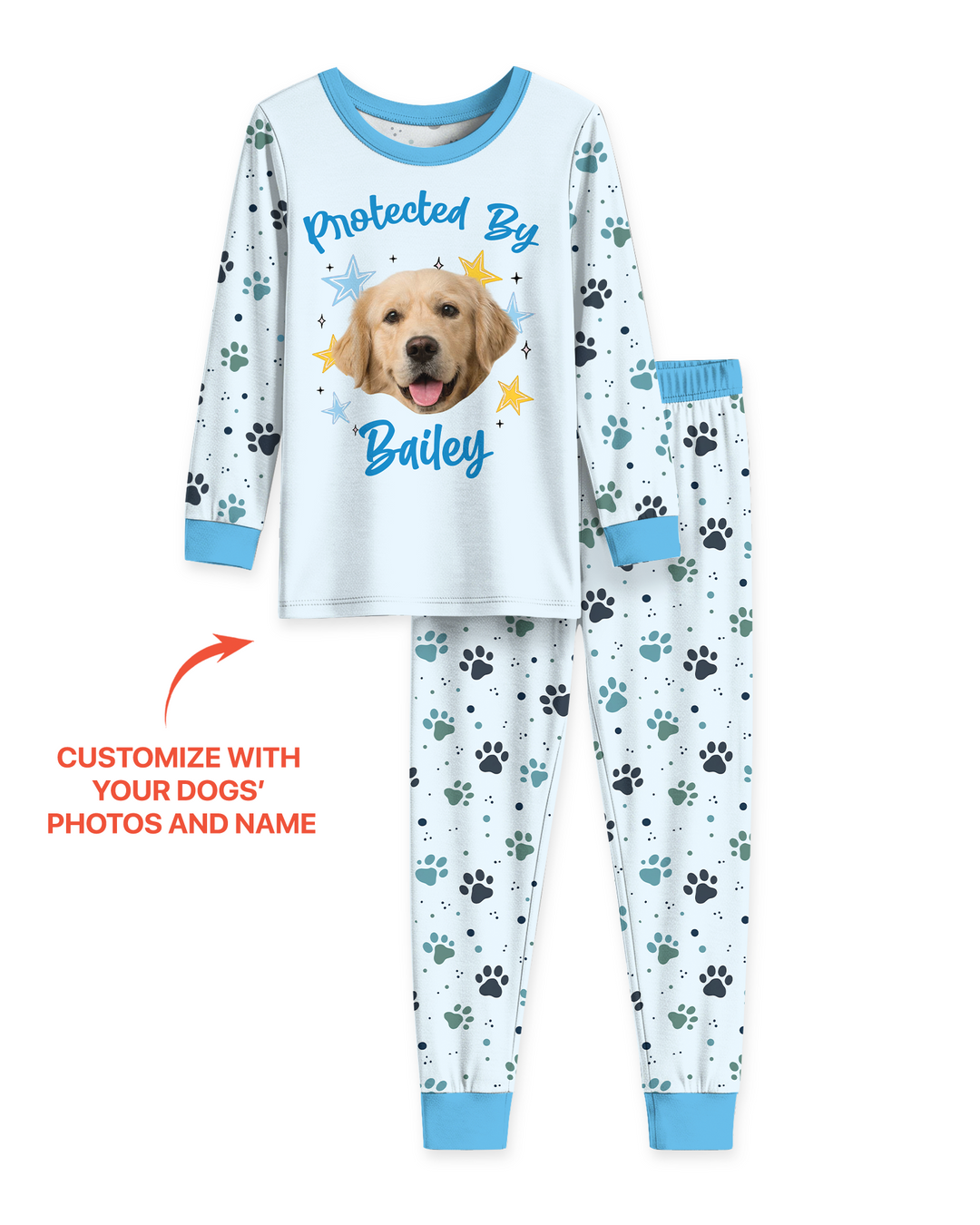Cute Pet Photo Bamboo Two Piece Long Sleeve Pajama Set