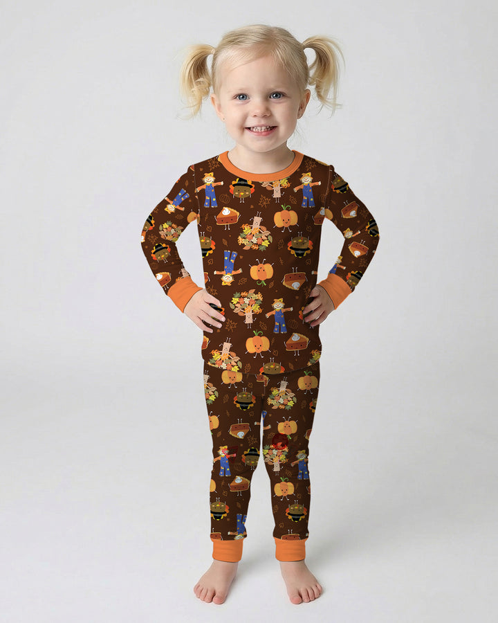 Zweiteiliges Langarm-Pyjama-Set mit Sommerfrüchten