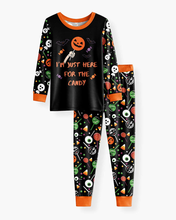 Halloween Lolipop I'm Just Here For The Candy Bamboo Two Piece Long Sleeve Pajama Set