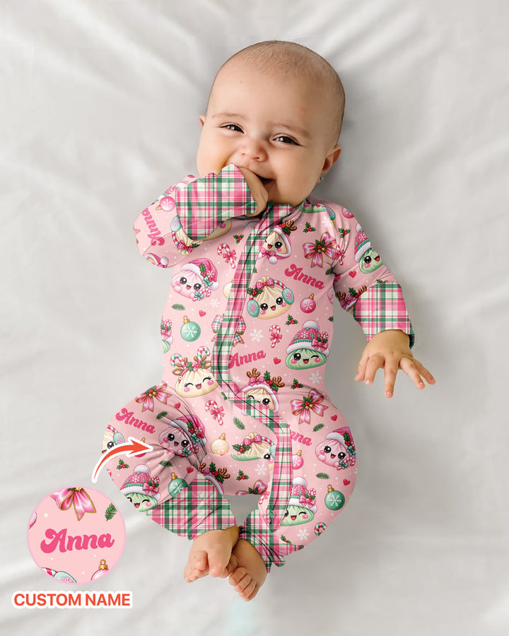 Custom Name Kawaii Christmas Dumpling Bamboo Convertible Zippy
