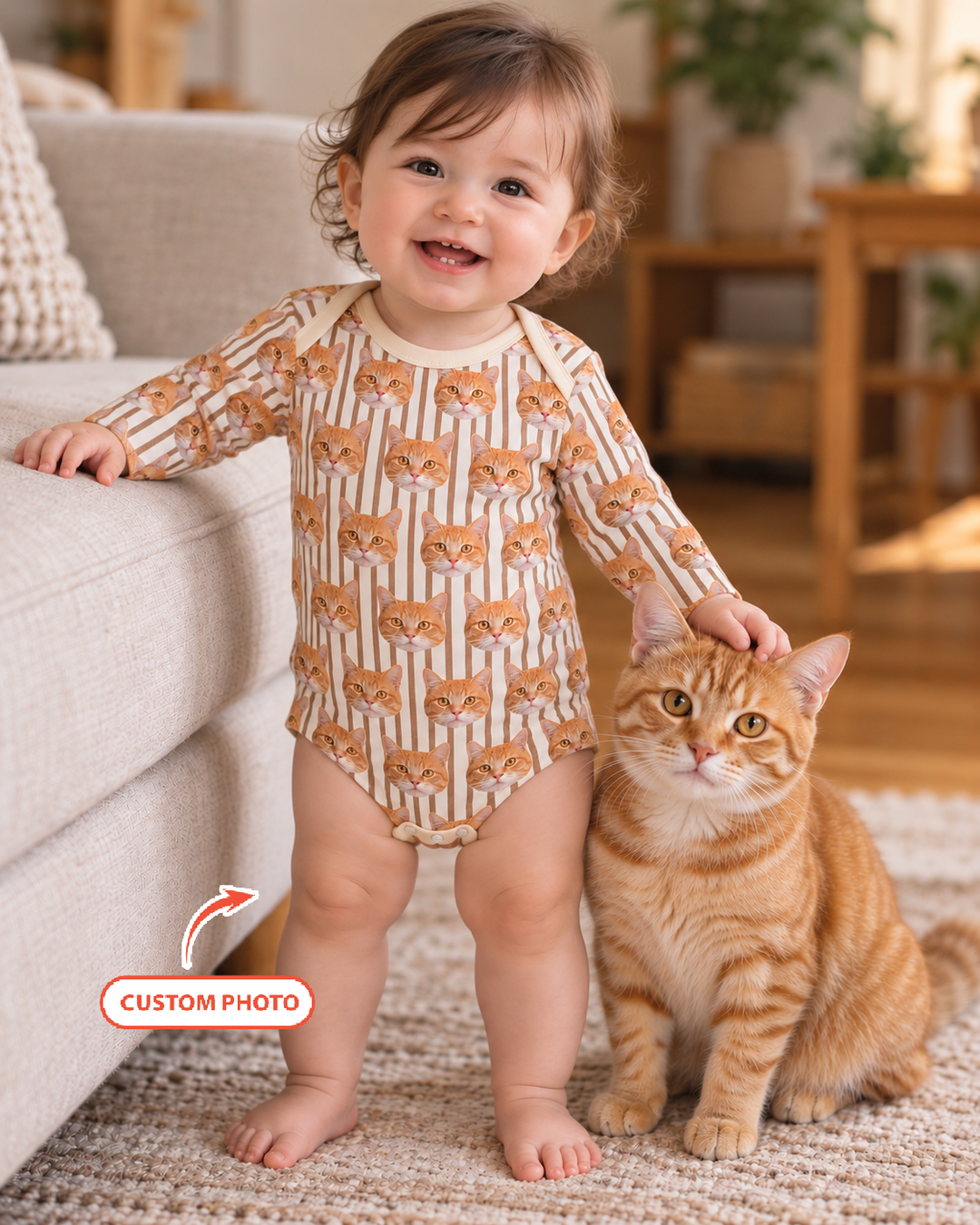 Cute Baby With Pet Bamboo Bodysuit