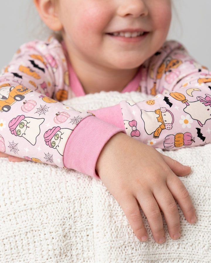 Pink Boo Patch Bamboo Two Piece Long Sleeve Pajama Set