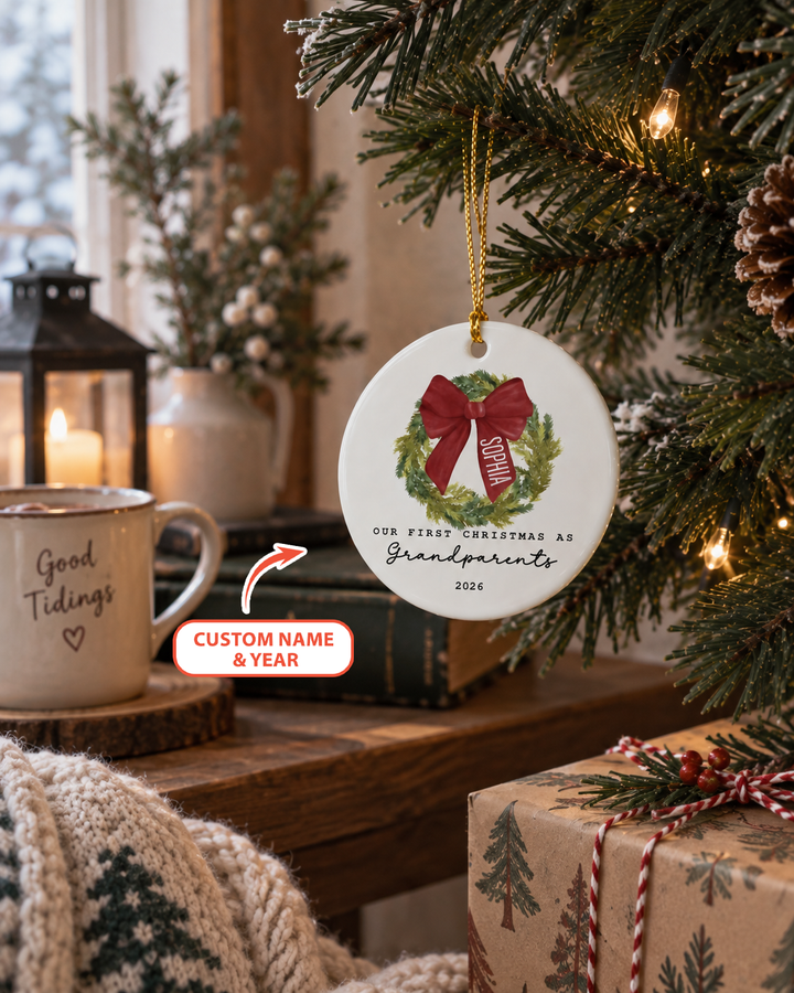 First Christmas As Grandparents Ceramic Ornament
