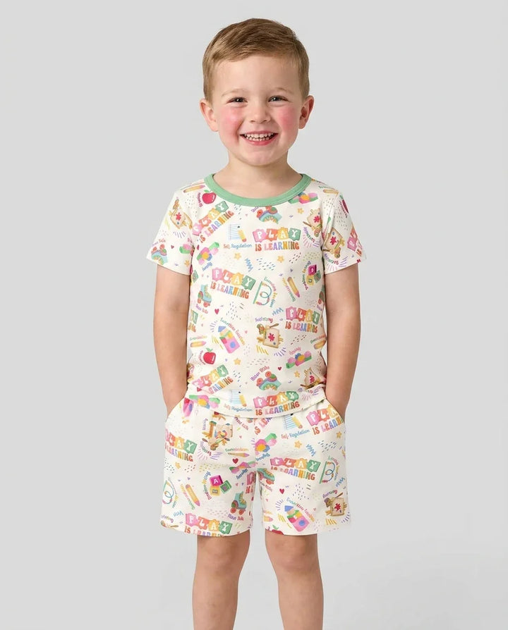 Schlafanzug-Set zweiteilig, kurze Ärmel, kurze Hose, Bambus