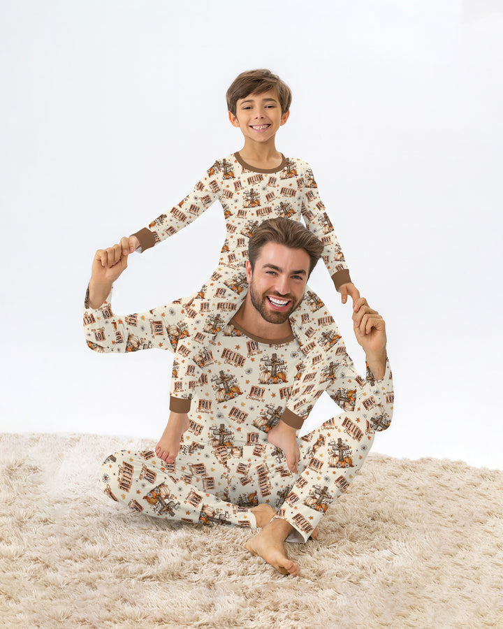 Zweiteiliges Langarm-Pyjama-Set mit Sommerfrüchten