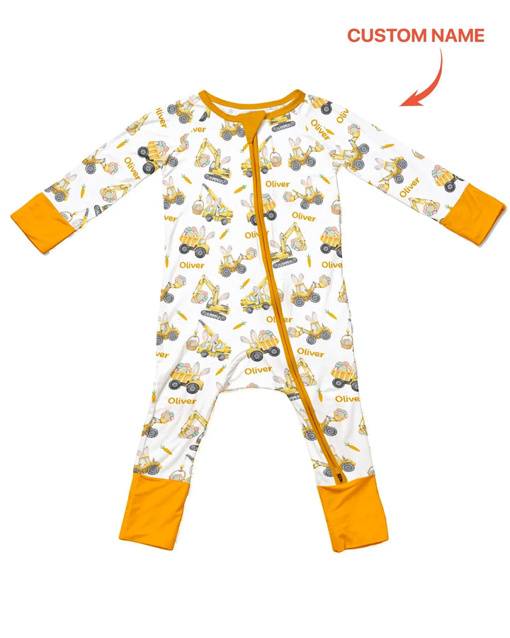 Custom name Eggs-cavator Construction Bamboo Convertible Zippy