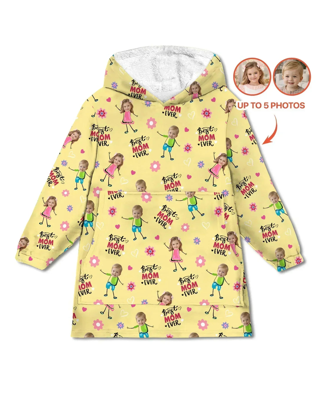 Personalisierbarer Foto "Beste Mama aller Zeiten" Doodle Bambus-Decken-Hoodie