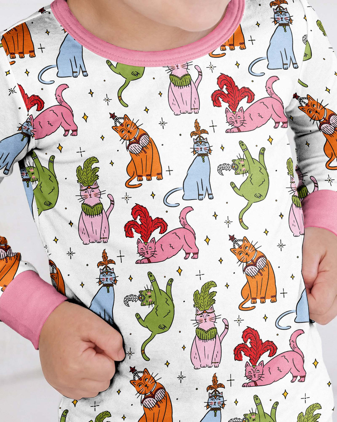 Whimsical Cats Bamboo Two Piece Long Sleeve Pajama Set