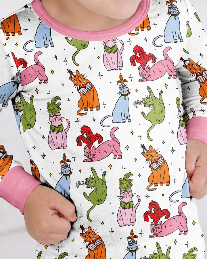 Whimsical Cats Bamboo Two Piece Long Sleeve Pajama Set