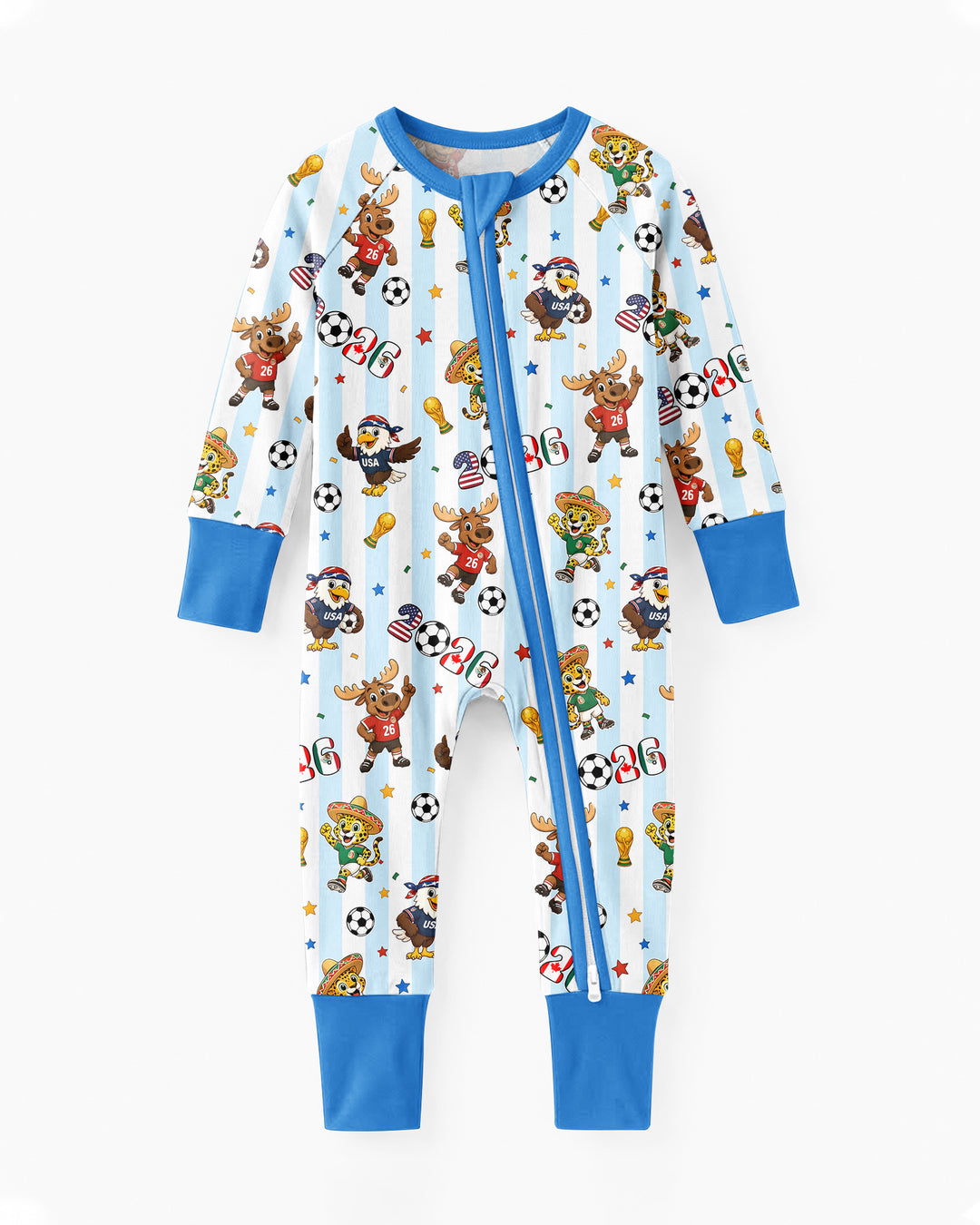 Striped Cute Mascots Soccer Cup 2026 Bamboo Convertible Zippy