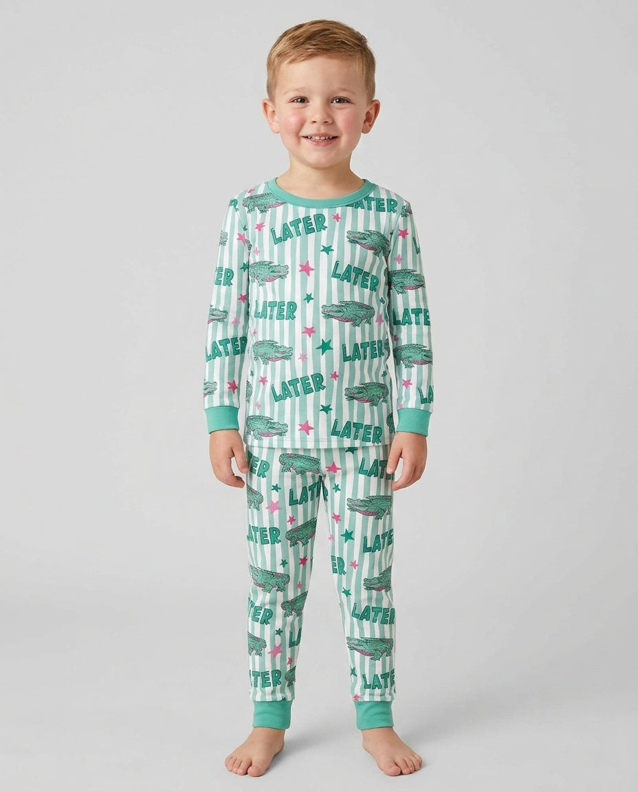 Later Gator After A While Bamboo Two Piece Long Sleeve Pajama Set
