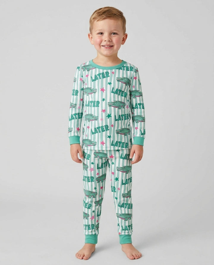 Later Gator After A While Bamboo Two Piece Long Sleeve Pajama Set