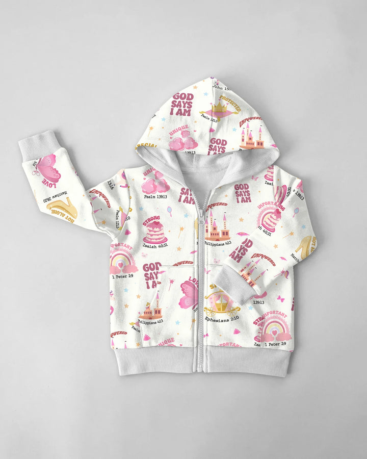 God Says I Am Girl Kapuzenpullover mit Reißverschluss aus Bambus