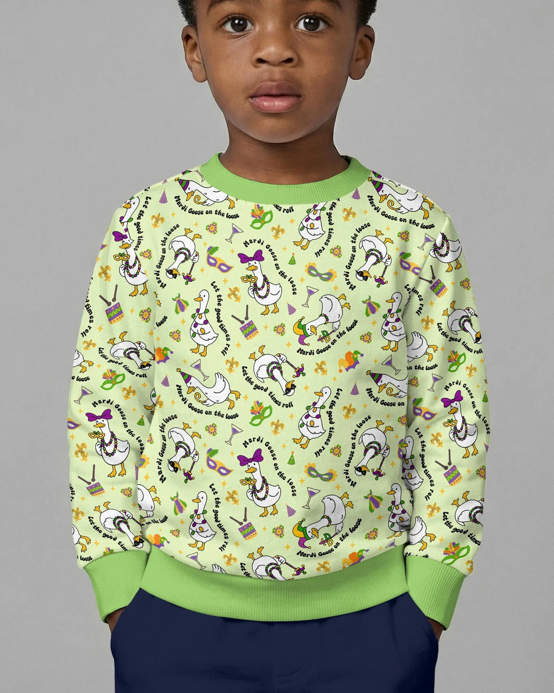 Mardi Gras Silly Goose Bamboo Crewneck Sweatshirt