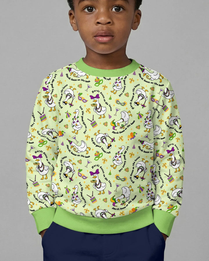 Mardi Gras Silly Goose Bamboo Crewneck Sweatshirt
