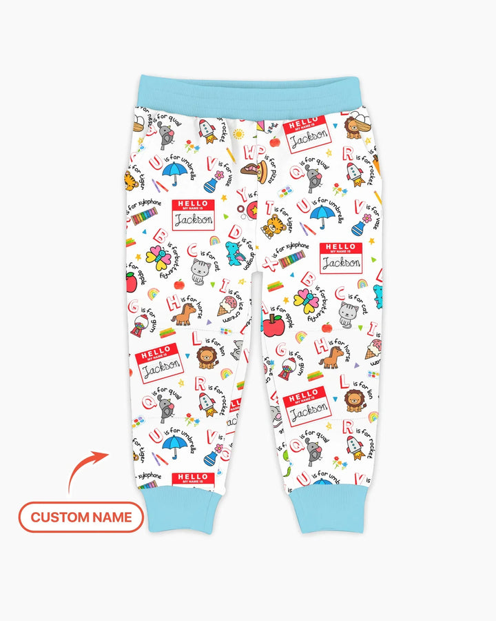 Custom Name Hello School ABCs Bamboo Jogger
