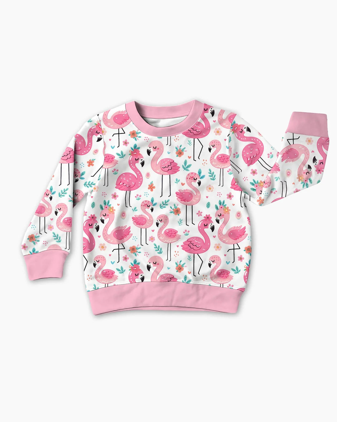 Hello Flamingo Bambus Rundhals-Sweatshirt