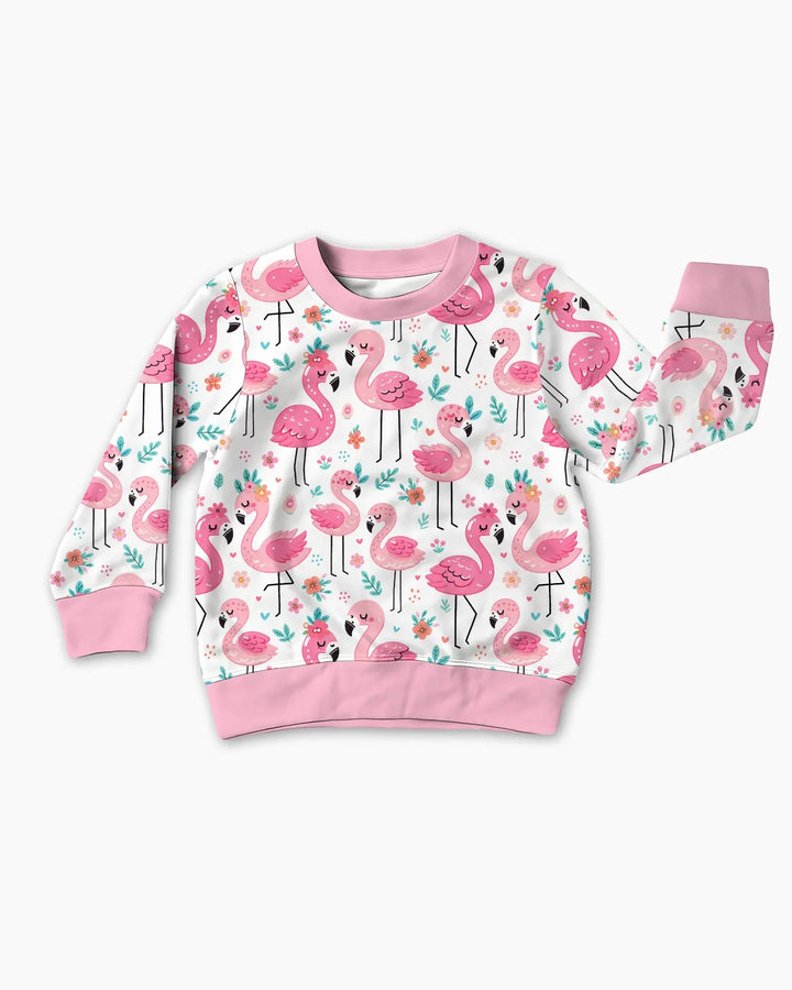 Hello Flamingo Bambus Rundhals-Sweatshirt