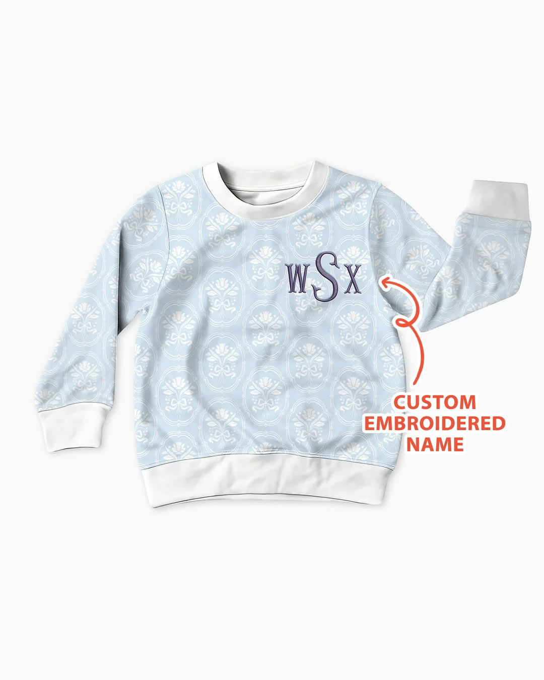 Personalized Floral Embroidered Baby Bamboo Crewneck Sweatshirt