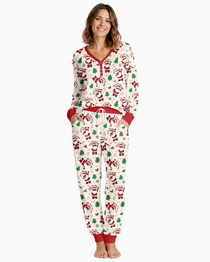 Santa's Christmas Dance Party Bamboo Women Pajama Set