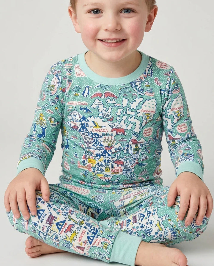 Zweiteiliges Langarm-Pyjama-Set mit Sommerfrüchten