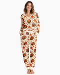 Turkey Autumn Pumpkin Bamboo Women Pajama Set